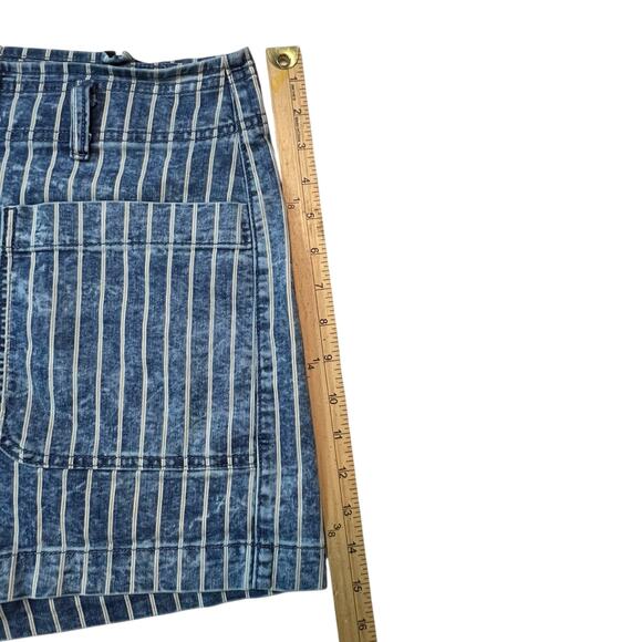 American Eagle Shorts Size 14 Striped Shorts Blue White Removable Tie Belt - Picture 4 of 8